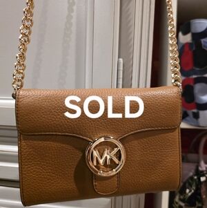 Michael Kors Pebbled Leather Chain Crossbody in Brown